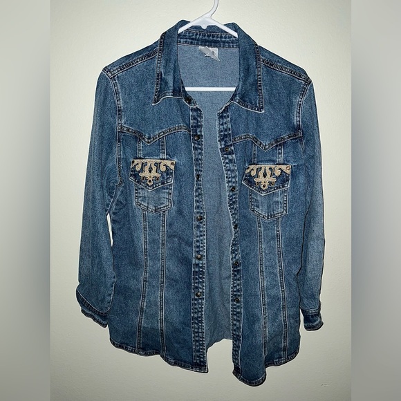 Diane Gilman Women’s Detailed Denim Long Sleeve Jacket! Size M. - Picture 5 of 15